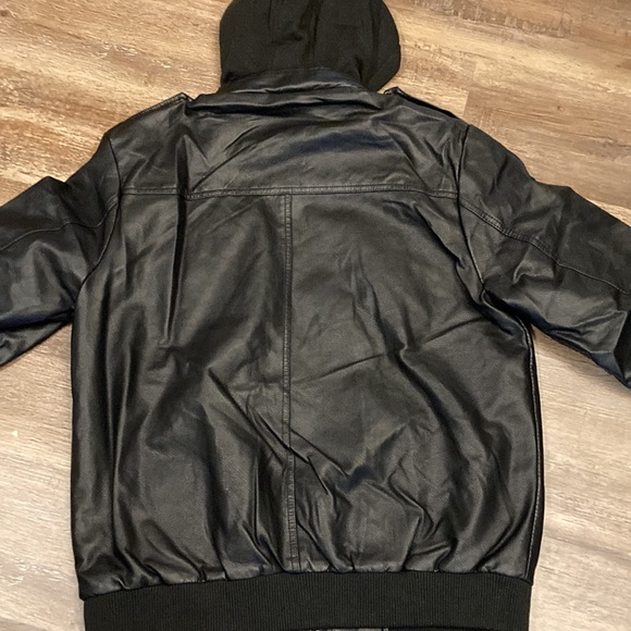 Brand New American Breed Full Zip Faux Leather Removable Hooded Jacket - Picture 11 of 13